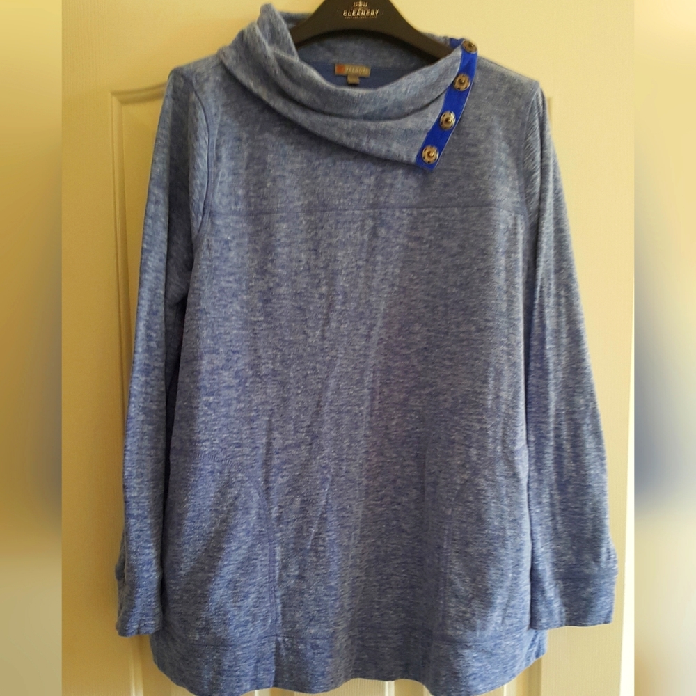 T by Talbots blue cowl neck sweatshirt